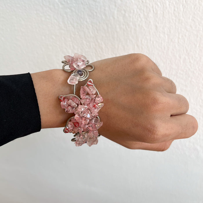 Vintage Pink Crystal Statement Bracelet