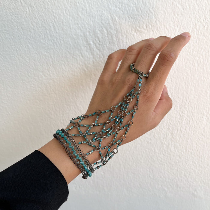 Vintage Beaded Hand Chain Bracelet