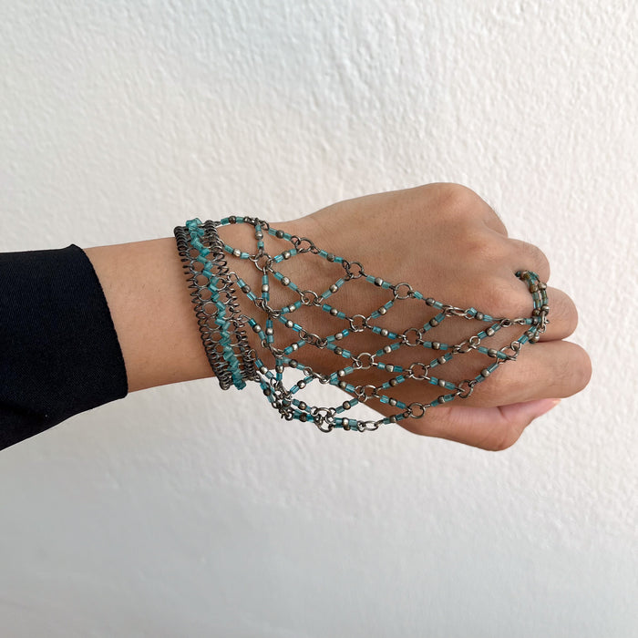 Vintage Beaded Hand Chain Bracelet
