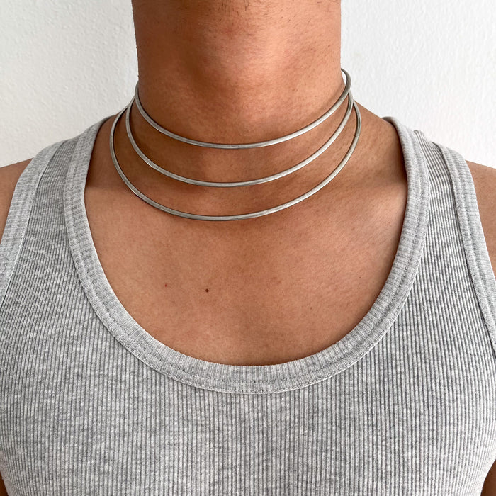 Vintage Silver-Tone Triple-Layer Choker Necklace