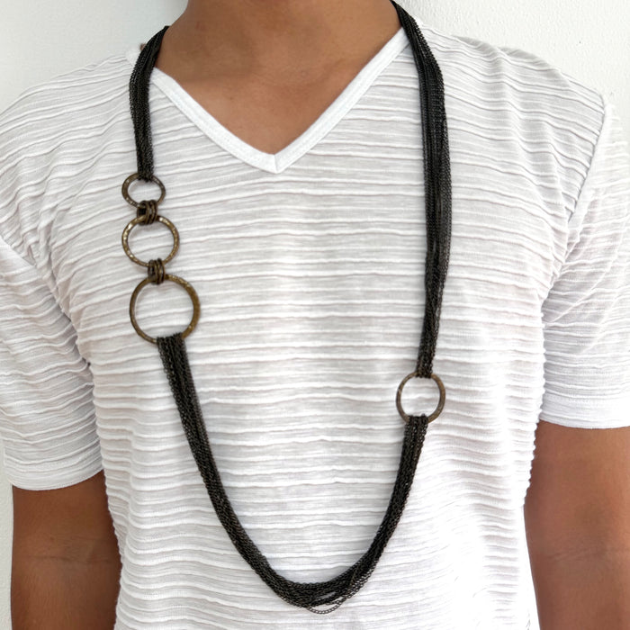 Vintage Black Multi-Chain Statement Necklace or Waist Belt