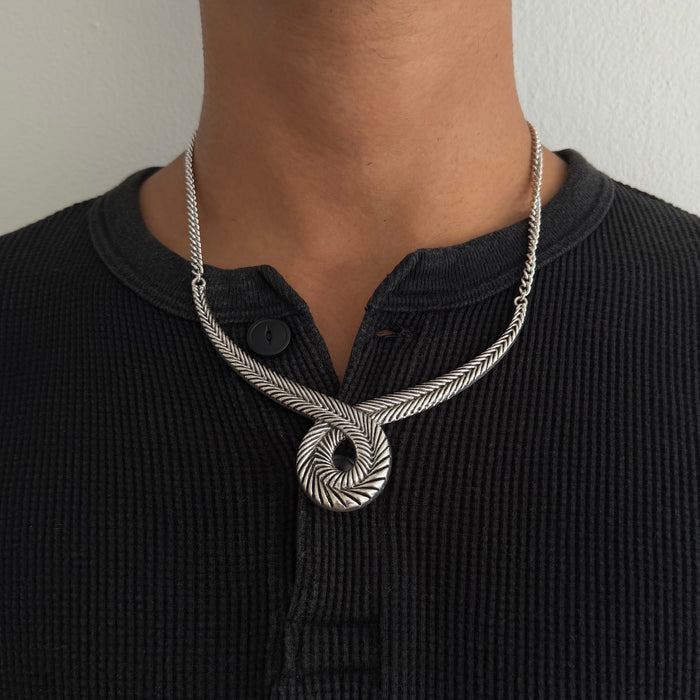 Vintage Silver-Tone Chevron Collar Necklace