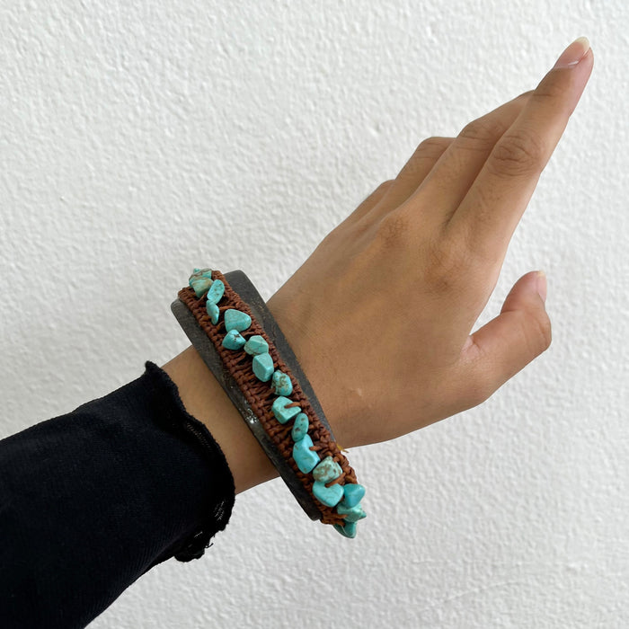 Vintage Turquoise Stone Tribal Cuff Bracelet