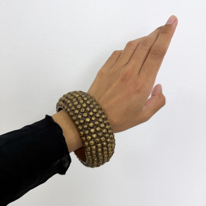 Vintage Studded Wooden Bangle Bracelet