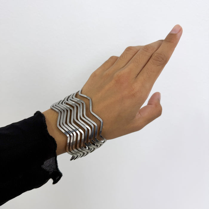 Vintage Layered Wave Cuff Bracelet