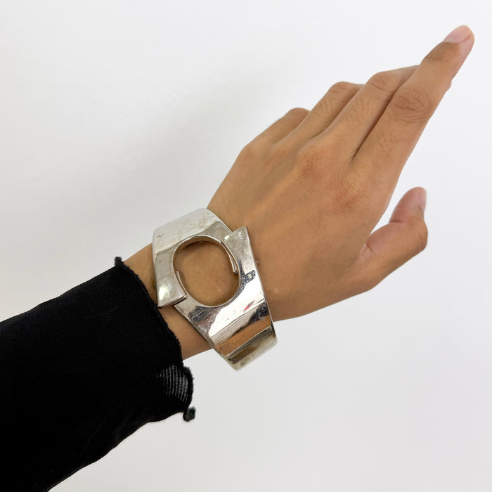 Vintage Geometric Cutout Wide Cuff Bracelet