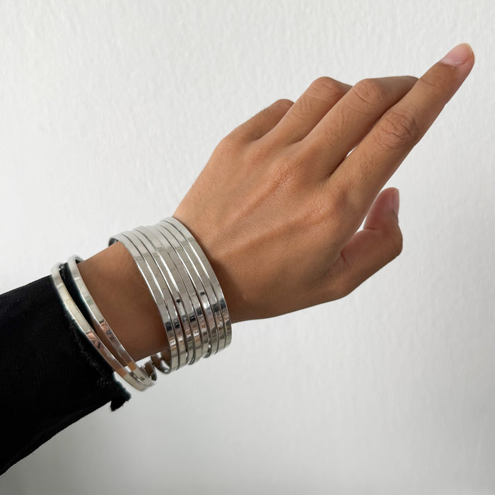 Vintage Silver-Tone Layered Wire Cuff Bracelet
