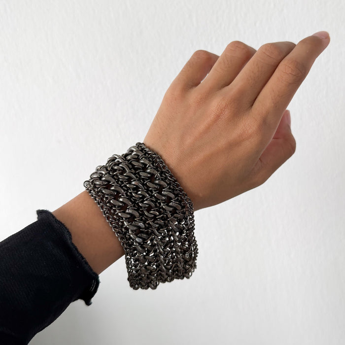 Vintage Gunmetal Woven Chainmail Bracelet