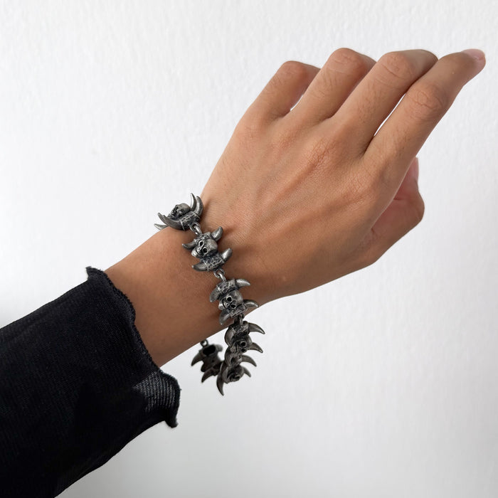 Vintage Horned Skull Link Bracelet