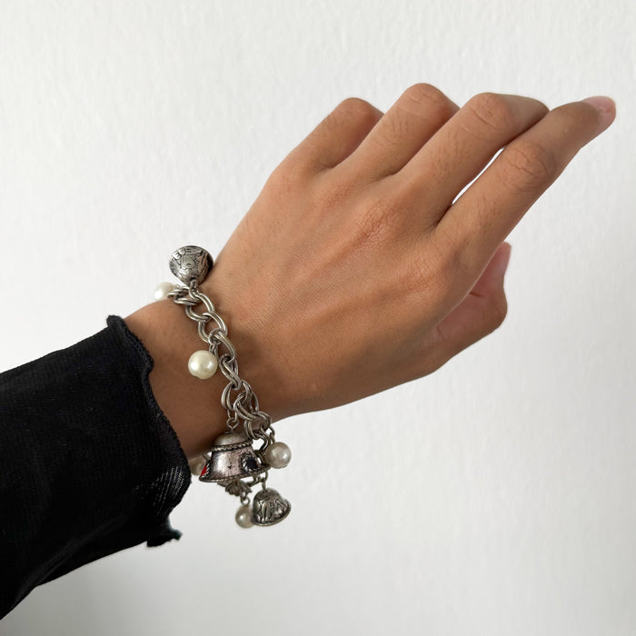 Vintage Silver-Tone Charm Bracelet