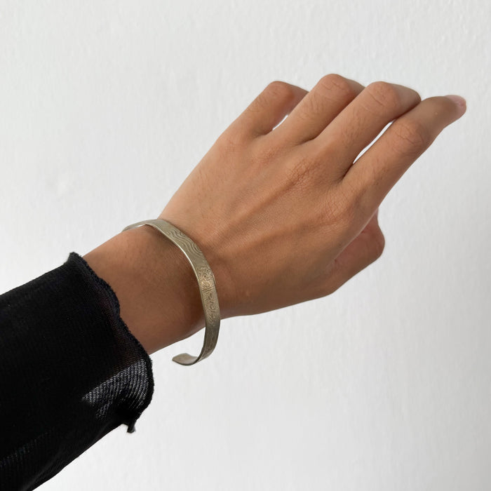 Vintage Etched Wave Cuff Bracelet