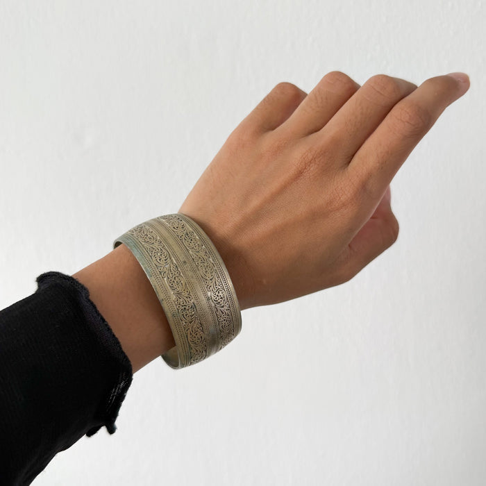 Vintage Engraved Filigree Wide Cuff Bracelet