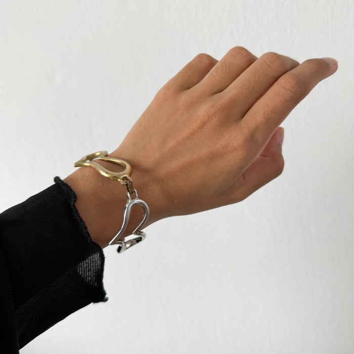 Vintage Mixed Metal Heart Link Bracelet