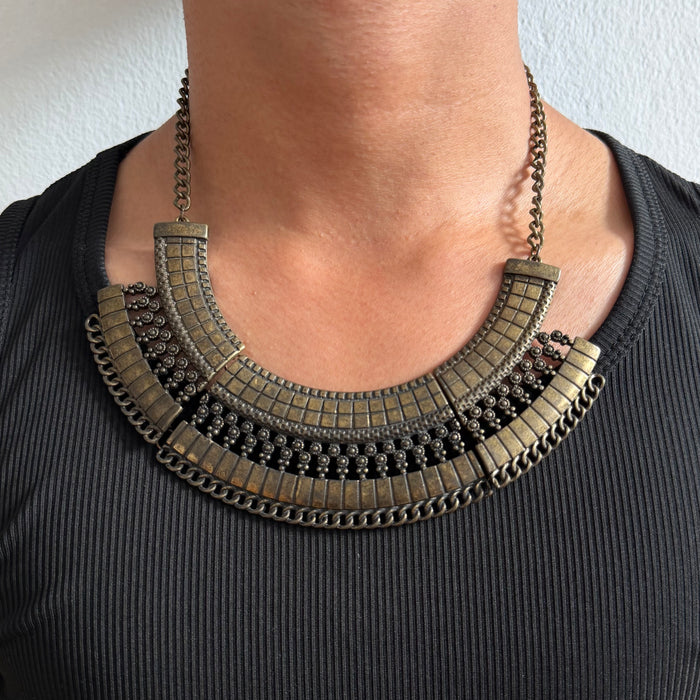 Vintage OPIA Bronze-Tone Statement Necklace