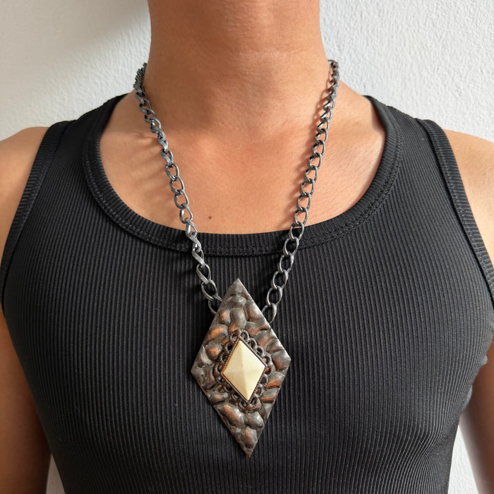 Vintage Geometric Pendant Statement Necklace