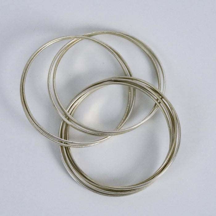 Vintage Silver Tone Stack Bangle Set Minimalist Thin Bangles Bracelet Lot of 9