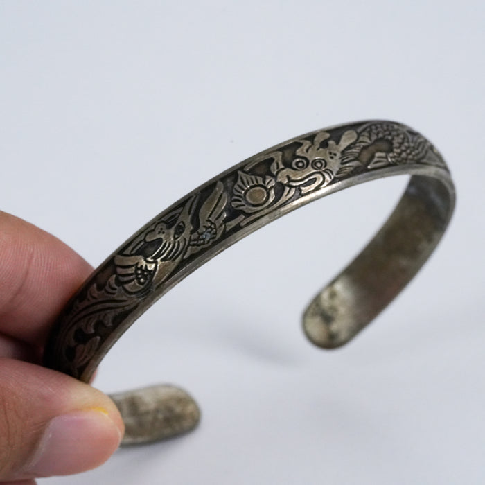 Vintage Etched Tribal Cuff Bracelet