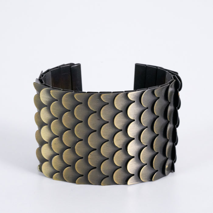 Vintage Bronze Scale Armor Wide Cuff Bracelet