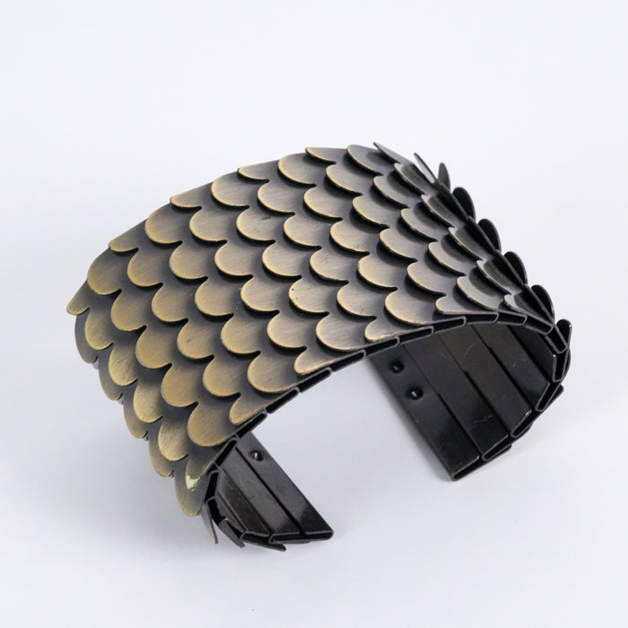 Vintage Bronze Scale Armor Wide Cuff Bracelet