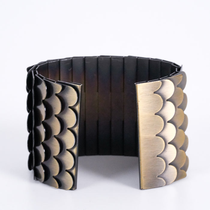 Vintage Bronze Scale Armor Wide Cuff Bracelet