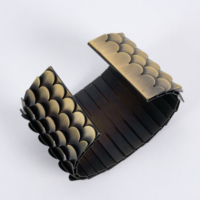 Vintage Bronze Scale Armor Wide Cuff Bracelet