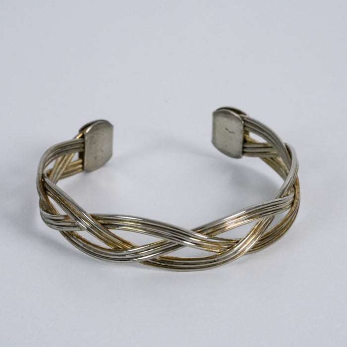 Vintage Two Tone Braided Wire Cuff Bracelet