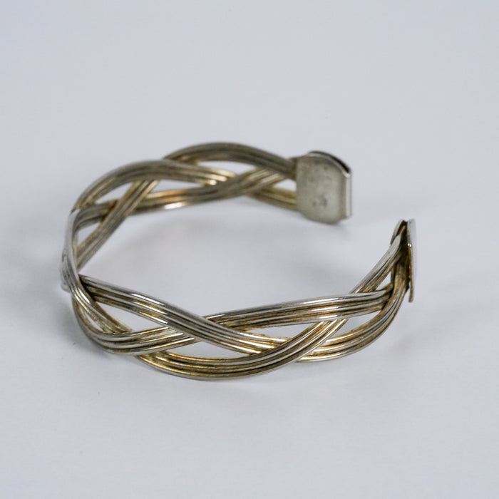 Vintage Two Tone Braided Wire Cuff Bracelet