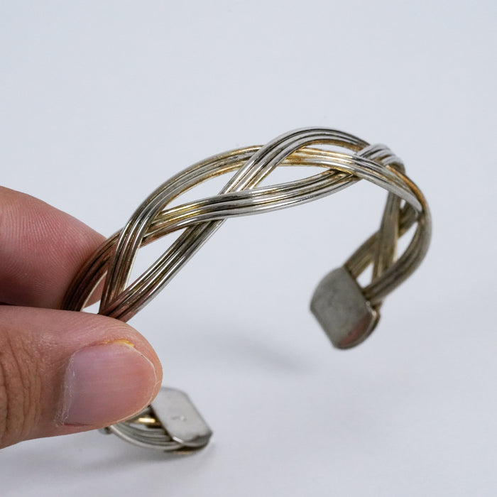 Vintage Two Tone Braided Wire Cuff Bracelet