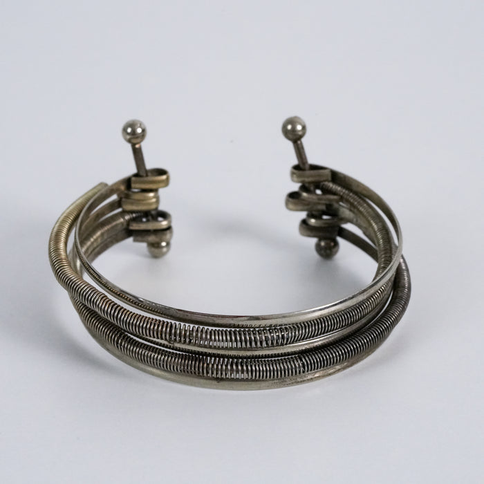 Vintage Silver Tone Multi Coil Wire Cuff Bracelet