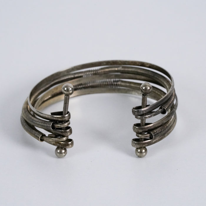 Vintage Silver Tone Multi Coil Wire Cuff Bracelet