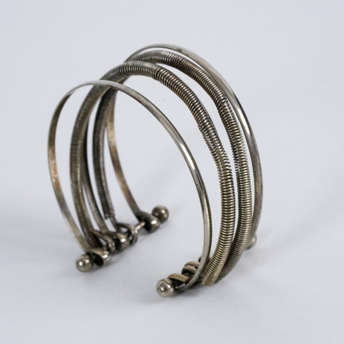 Vintage Silver Tone Multi Coil Wire Cuff Bracelet