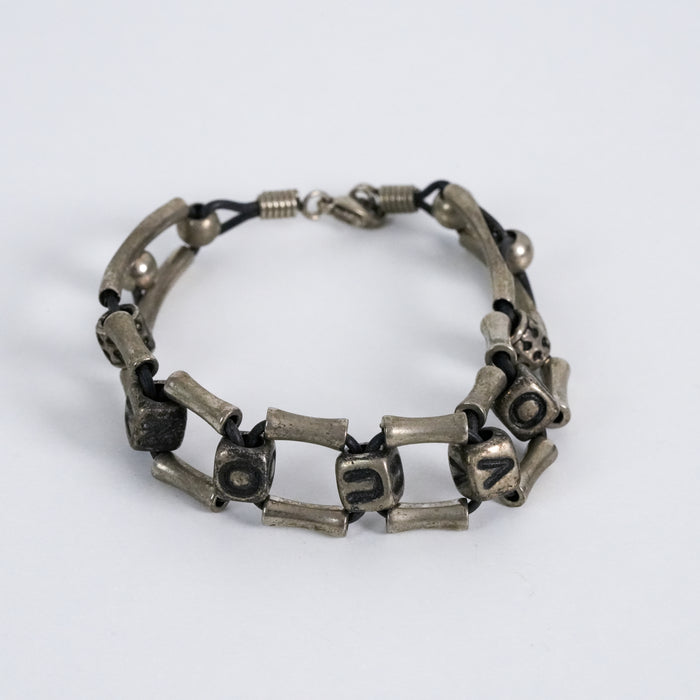Vintage Beaded Silver Tone Bracelet