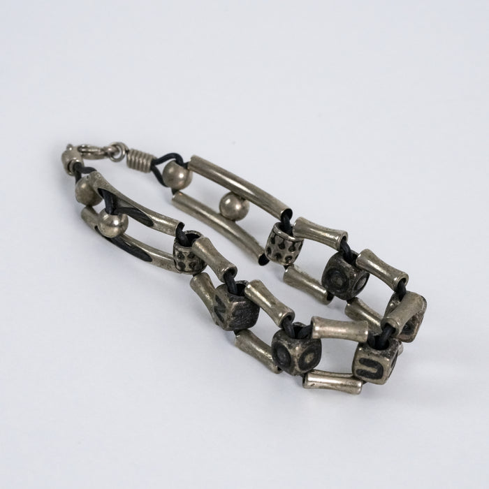 Vintage Beaded Silver Tone Bracelet